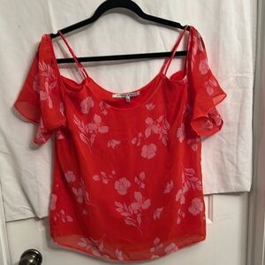 Collective Concepts Red Flutter Sleeve Blouse